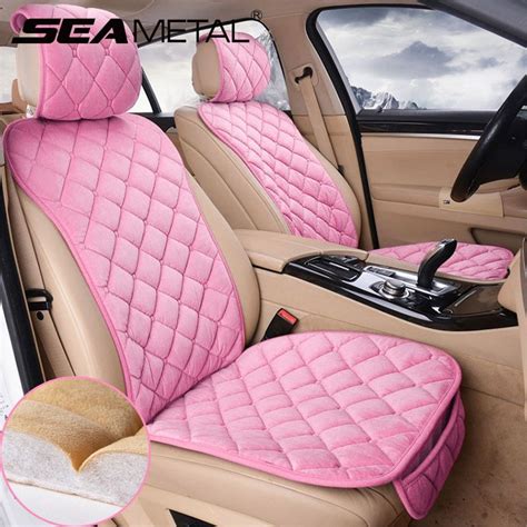 18 76us 39 off plush car seat cover set universal pink seat cushion auto seat protector mat