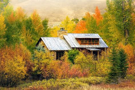 Mountain Cabin In Autumn Debra Gail