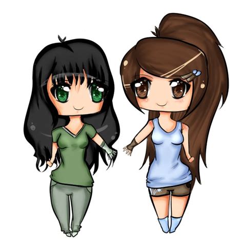 Anime Chibi Girls Easy Drawings Two Adoptable Chibi