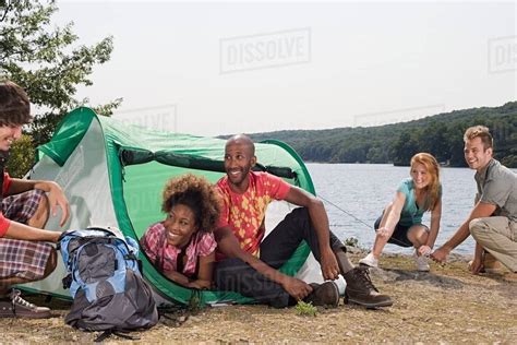 Friends Camping Stock Photo Dissolve