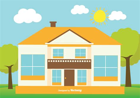 Cute Flat Style House Illustration Download Free Vector Art Stock
