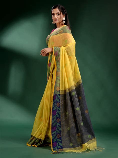 Charukriti Yellow Tissue Handwoven Soft Saree With Unstitched Blouse Nykaa Fashion