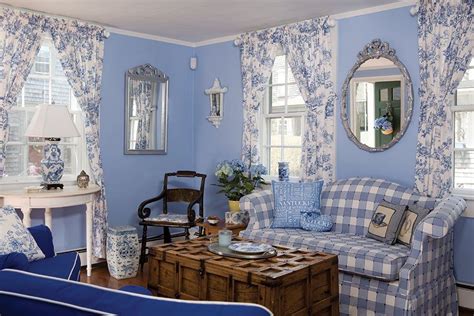 This Living Room Is Painted Hydrangea Blue With Pure White Ceilings And