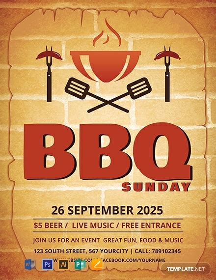 bbq sunday flyer template word psd apple pages