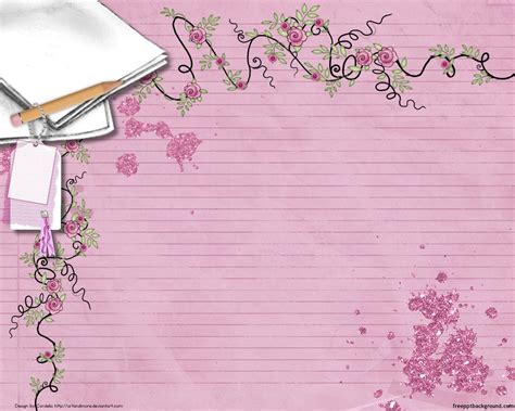 Notebook With Floral Border Free Ppt Background