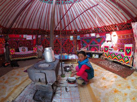 Kazakh Yurt Interior With Rich Embroideries And Rugs Flickr