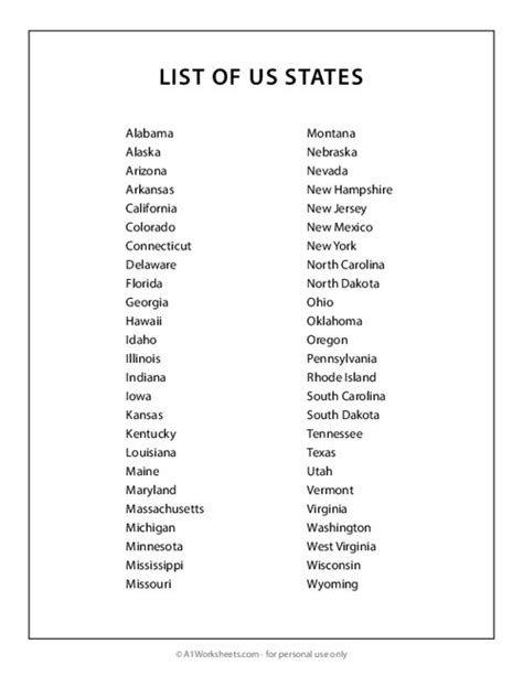 Free Printable List Of States Printable Templates Vrogue Co