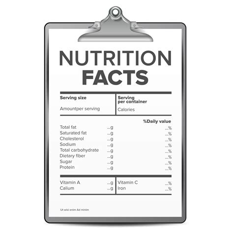 Nutrition Facts Vector Blank Template Diet Calories List For Box