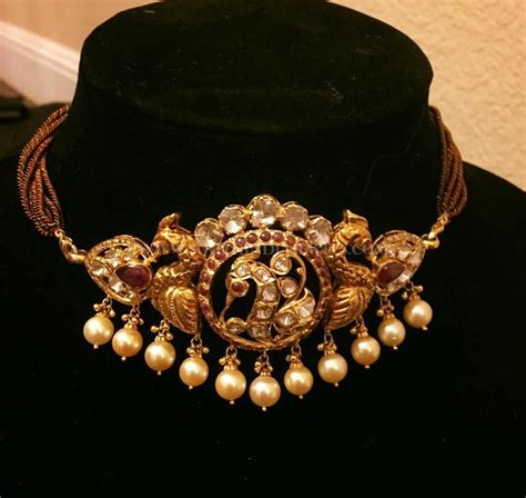 Short Antique Choker Necklace Design ~ South India Jewels