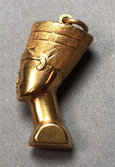 14k Gold Nefertiti Bust Egyptian Pendant