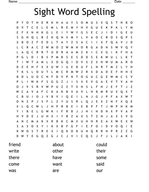 Sight Word Spelling Word Search Wordmint