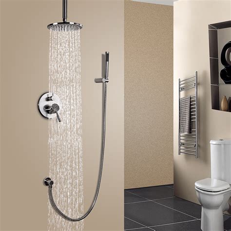 Modern Round Rainfall Shower Set And Ceiling Mount Shower Head And Hand