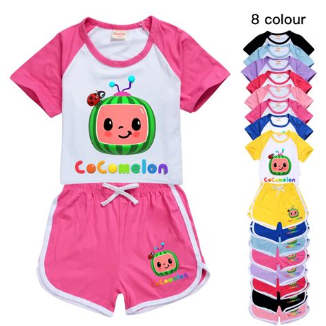 Cocomelon Girls Boys Summer Clothing Set 2021 Kids Sports T Shirt