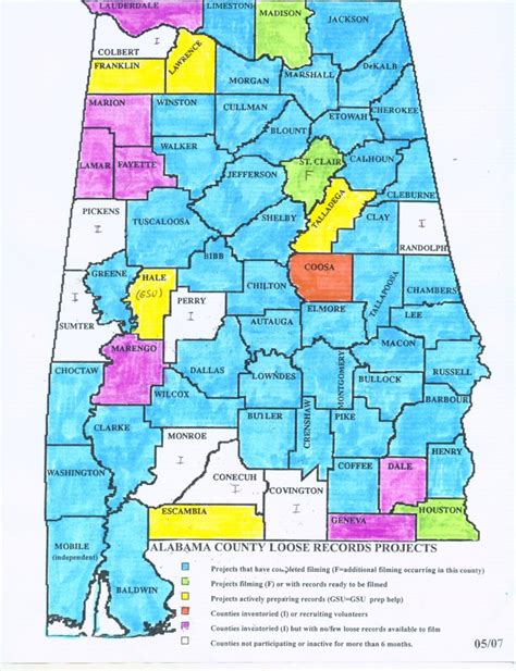 Alabama County Map City 