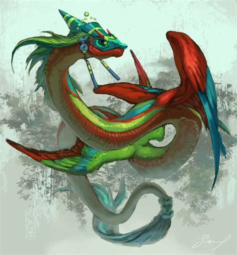 Quetzalcoatl By Tokoeka Fantasy Creatures Art Dragon Art Creature Art
