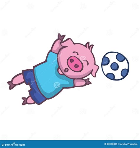 Porco Que Joga O Projeto Dos Desenhos Animados Do Futebol Ilustração Do