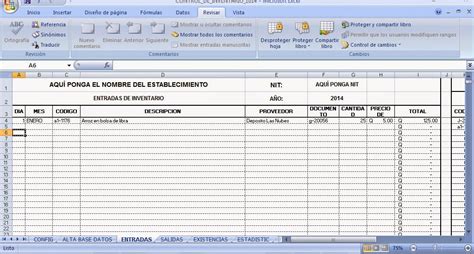 Plantilla En Excel Para Control De Inventario Control De Kardex