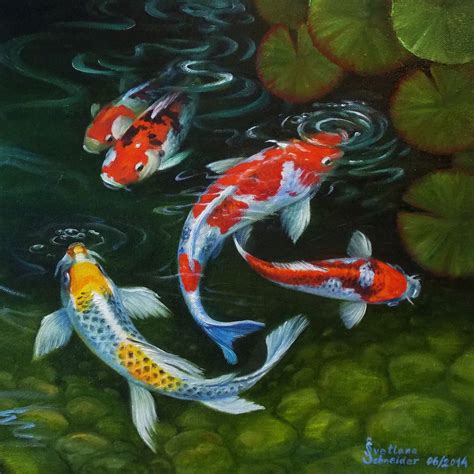 Koi Fish Painting Koi Carp Original Art Canvas Oil Painting Etsy