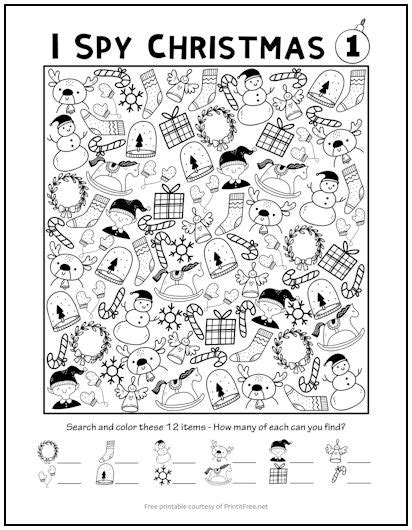 I Spy Christmas 1 Picture Activity Print It Free