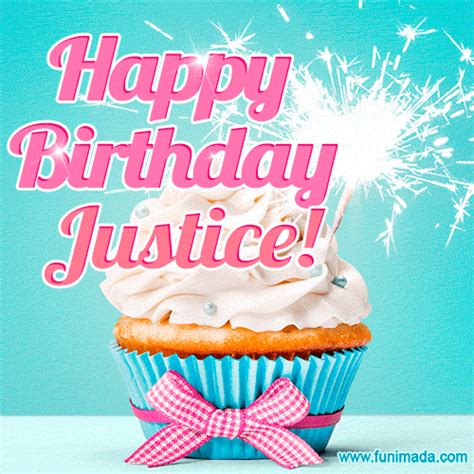 Happy Birthday Justice Elegang Sparkling Cupcake  Image