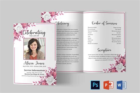 Memorial Program, Event Program, Words Of Comfort, Eulogy, Word File