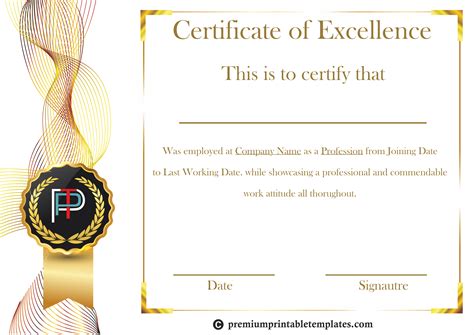 Printable Certificate Of Excellence Pdf And Editable Pack Of 3