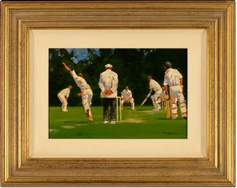 John Haskins Original Oil Painting On Panel Cricket Scene 19x15ins