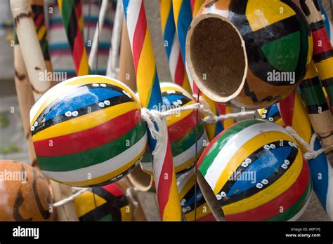 Traditional Colorful Berimbaus Musical Instrument Salvador Da Stock