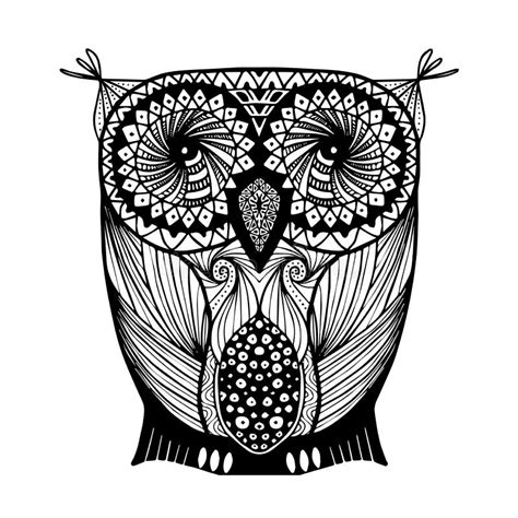 Black And White Owl Style Zentangle Stock Vector Illustration Of