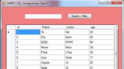 VB NET And SQL Datagridview Search Data Using Visual Basic Net With Source Code