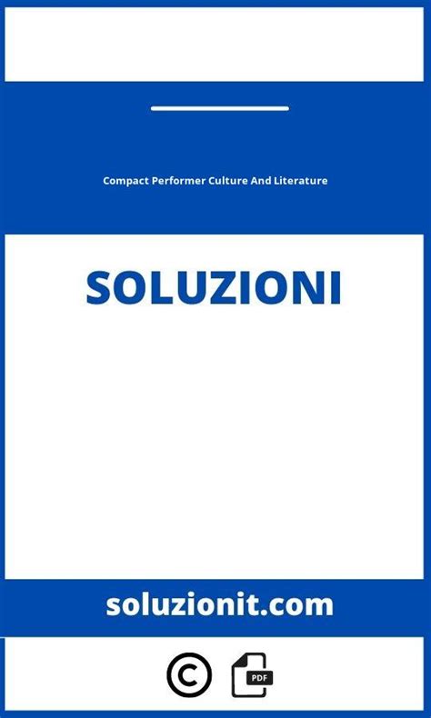 Soluzioni Performer B1 Volume 2 - Compact Performer Culture And Literature Soluzioni