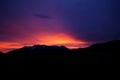 Silhouette Mountain Sunset Mountains Sky Hd Wallpaper Wallpaper Flare