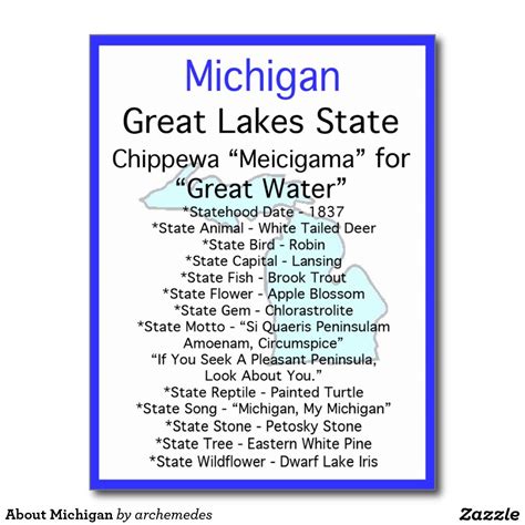 About Michigan Postcard Michigan State Mottos Postcard