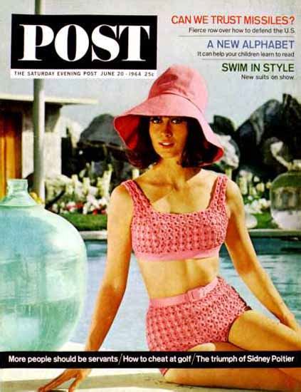 Saturday Evening Post Copyright 1964 Pink Swimsuit Schiller Mad Men