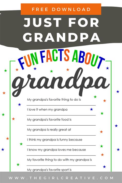 Fun Facts About Grandpa Fathers Day Questionnaire Fathers Day
