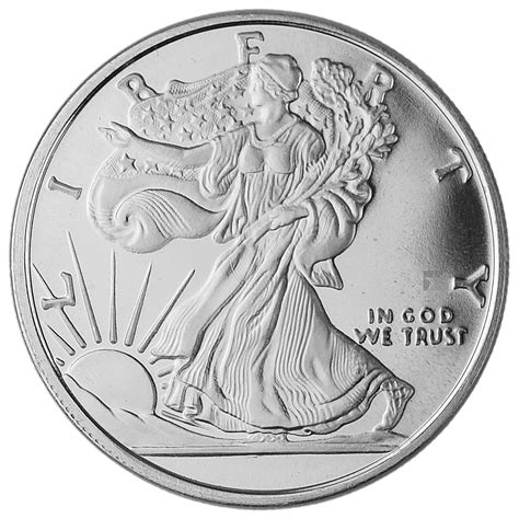Walking Liberty Silver Round Circulated In Good Condition 1 Oz