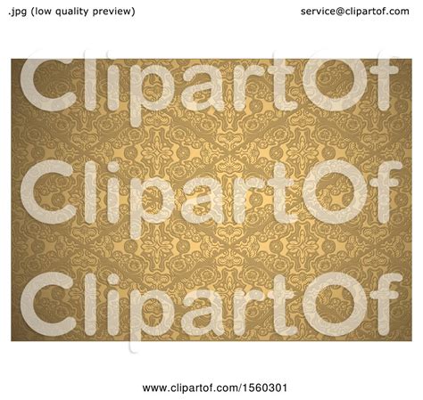 Clipart Of A Golden Damask Background Royalty Free Vector