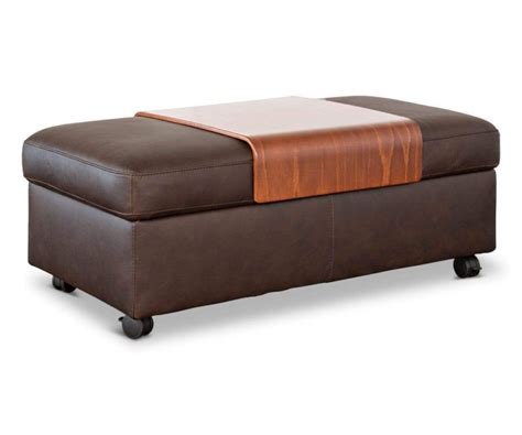 Stressless Double Ottoman With Storage And Table Top Scan Design
