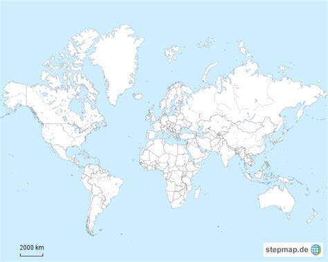 Weltkarte umrisse einfach zum ausdrucken : StepMap - Weltkarte - Landkarte für Welt