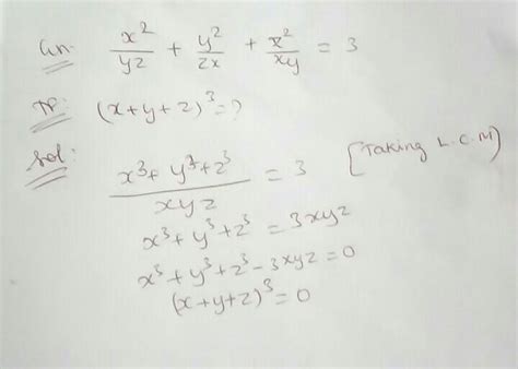 if x2 yz y2 zx z2 xy 3 then what is the value of x y