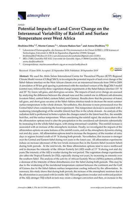 Pdf Potential Impacts Of Land Cover Change On The Interannual