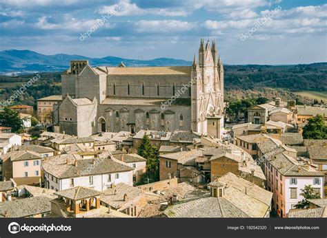 Aerial View Old Orvieto Cathedral Buildings Orvieto Rome Suburb Italy