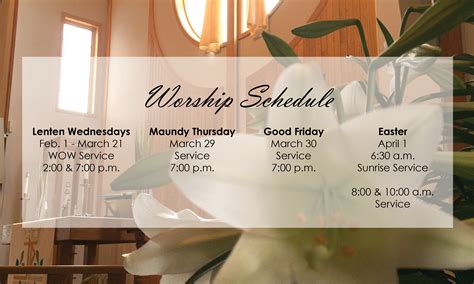 Worship Schedule Holy Cross Lutheran Church