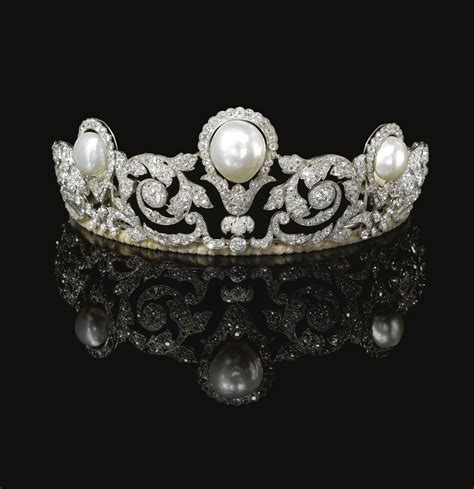 594 Rare And Impressive Natural Pearl And Diamond Tiara Chaumet 1920