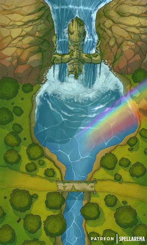 Radiant Waterfall 30x50 Battlemap Dndmaps Fantasy World Map Dnd