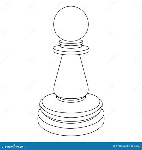 Chess Pawn Outline Icon Stock Vector Illustration Of Isolated 170061273