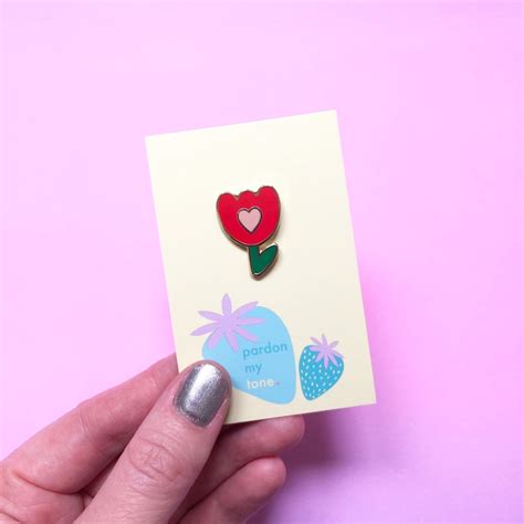 Tulip enamel pin / self love enamel pin / floral enamel pin / | Etsy | Enamel pins, Heart enamel ...