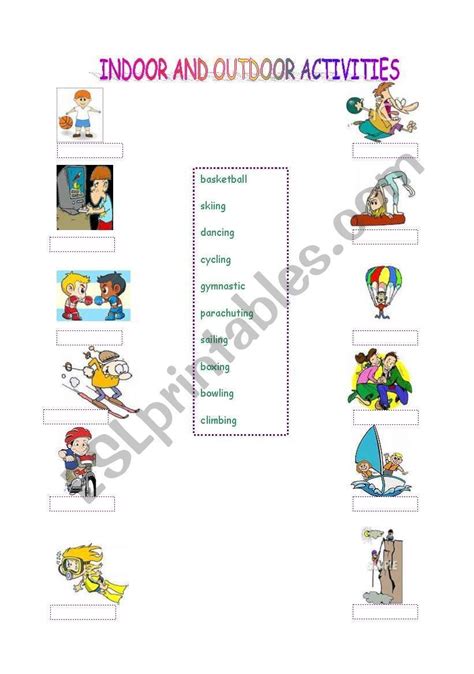 Indoor And Outdoor Games Worksheets For Kindergarten Kidsworksheetfun