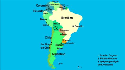 Karta över Sydamerikas Länder Och Huvudstäder Allt Om Ditt Resmål