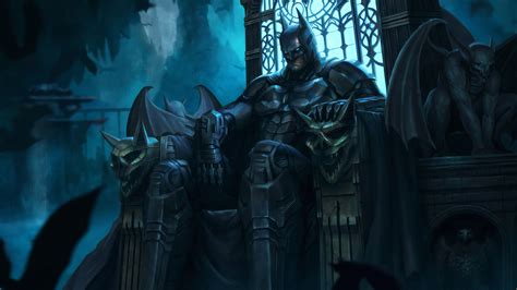 Batman Sitting On Throne Superheroes Wallpapers Hd Wallpapers Digital